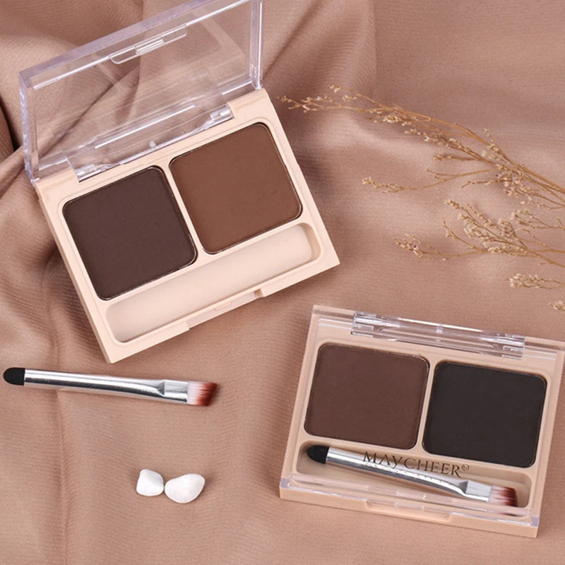 2Color Eyeshadow Powder Makeup Black Brown Coffee Waterproof Eyebrow Powder Eye Shadow Eye Brow Palette with Brush Eyebrow Cream 241206