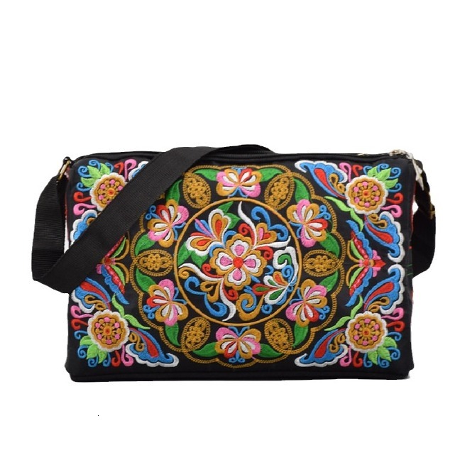 Antique style double-sided embroidery diagonal cross small crossbody women's canvas shoulder bag portable phone