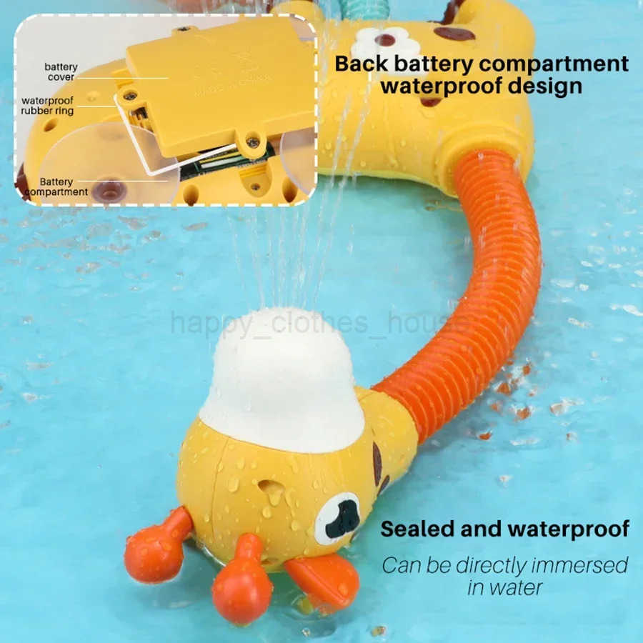 Baby Bath Shower Head Toy Cute Giraffe Baby Stackable Electric Shower Toys Bathtub Water Sprinkler Bathtub Toy For kids ToddlersXJ241207