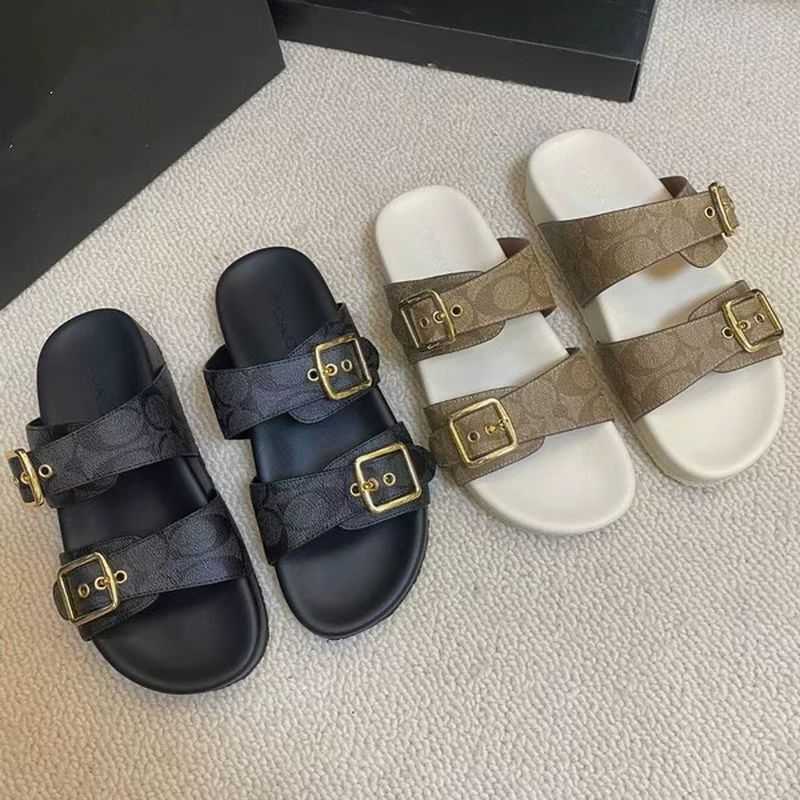 Sandals Pure original summer thick soled casual slippers 2024 new classic presbyopia comfortable and fashionable outdoor beach slippers for women J241205