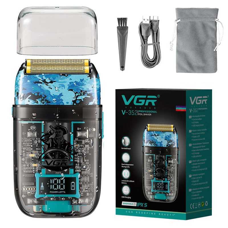 VGR Wet Dry Washable Electric Shaver For Men Beard Electric Razor Bald Head Shaving Machine Rechargeable LED DisplayXJ241207