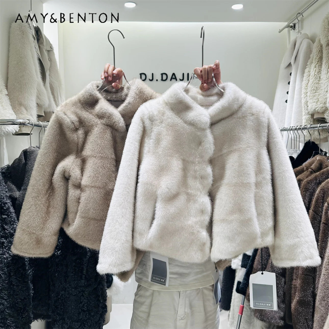 Winter velvet mink fur coat for women thick environmentally friendly fur single-layer short fur 241202