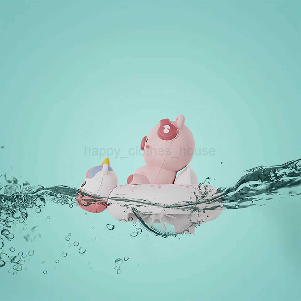 Childrens Water Playing Chain Rabbit Cute Pig Swimming Circle Clockwork Rowing Baby Bathroom Shower Interactive ToyXJ241207