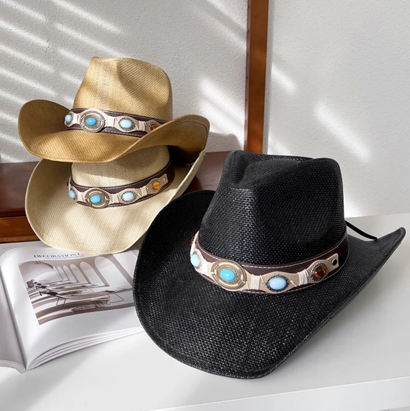 Series Cowboy Hat Womens Retro Gentleman Dress Hat Panama Cowboy Jazz Hat Sombrero Hombre 241206