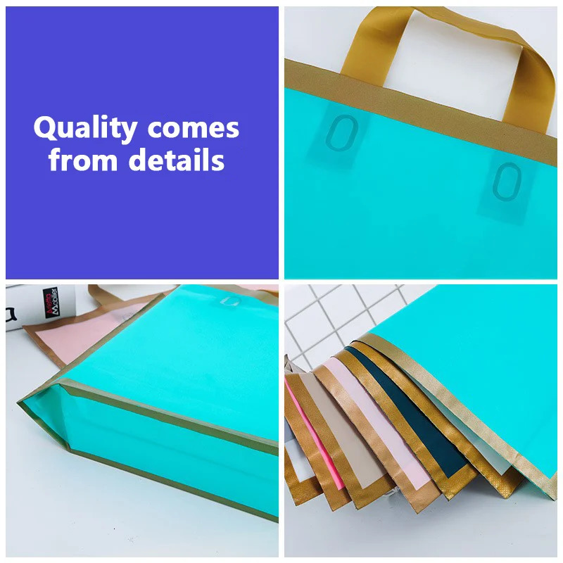 50 customized gold border frozen shopping bags plastic gift bags clothing packaging bags printing monochrome 241206