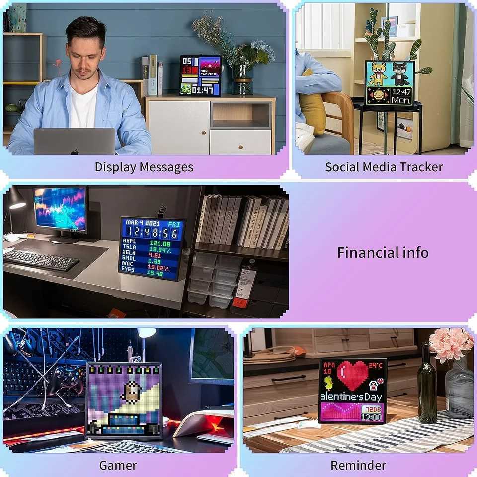 Divoom Pixoo 64 WiFi Pixel Art Display WiFi Cloud Digital Framework with Application Control 64 X 64 LED Panel Used for Game Room Decoration X241207