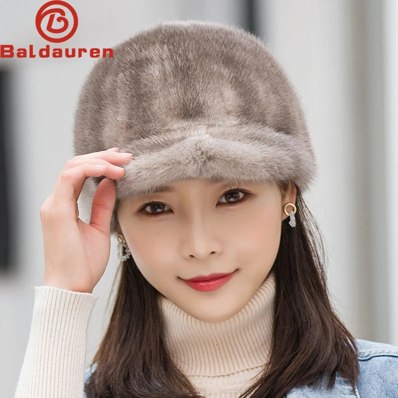 Womens Winter Mink Hat Warm 100% Genuine Leather Mink Hat Natural High Quality Womens Fashion Mink Hat Womens Outdoor Hat 241206