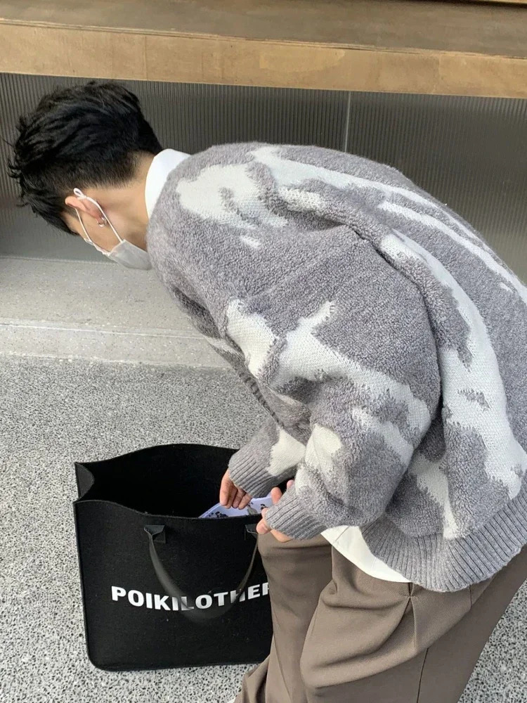 Mens clothing gray jacket cardigan mens coat Maltry Y2k Streetwear Plus size top 90s vintage loose suit X 241206