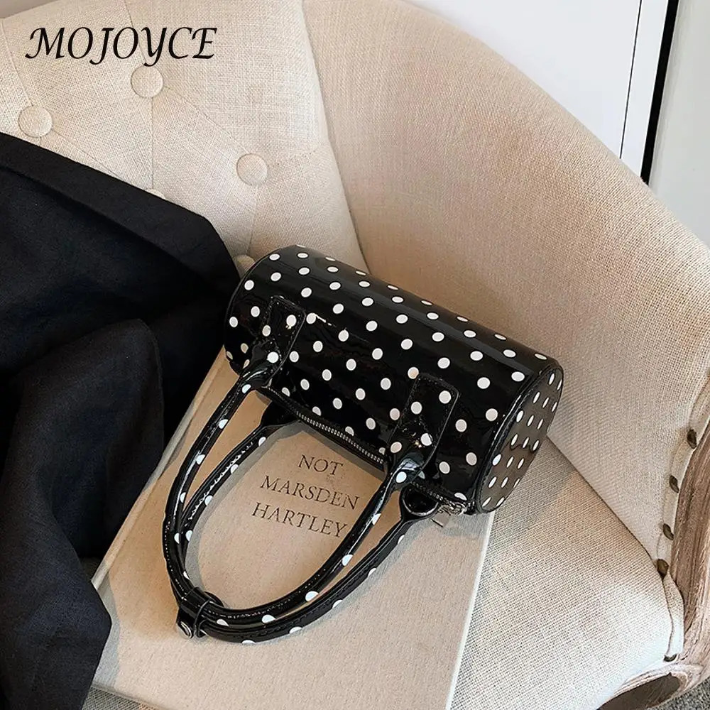 Womens shoulder bag polka dot mini top handle wallet PU leather bucket shaped cute handbag adjustable shoulder strap clutch wallet 241205