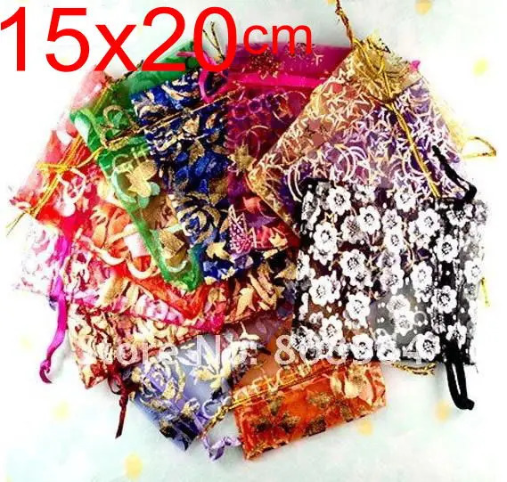 OMH Wholesale 10pcs 15color Mix Love Heart Rose Flowers Christmas Wedding Voile Organza Package Jewelry Packaging Gift BZ08-21 241206