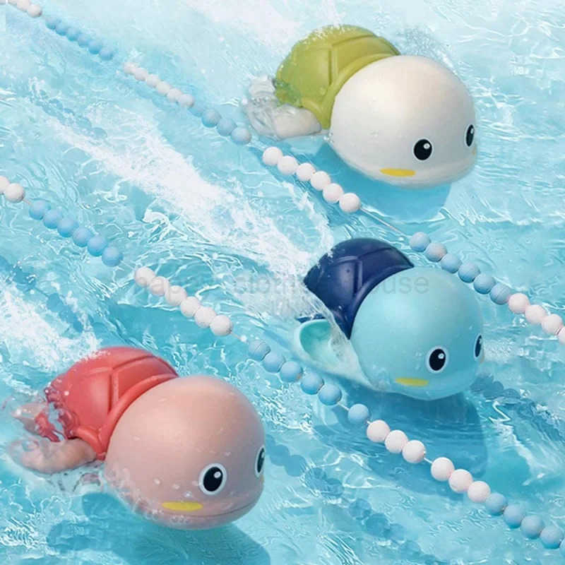 1/3PCS Baby Bath Toy Water Chain Clockwork Bathing Cute Swimming Turtle Toy Toddler Pool Beach Classic Toy For Kid Water PlayingXJ241207