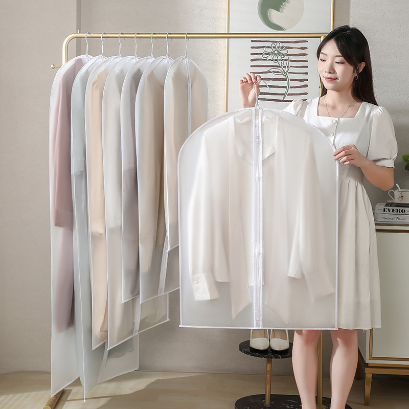 Dry cleaners clothing dust covers transparent coats suit bags wardrobes storage clothes hanging pockets home wholesale