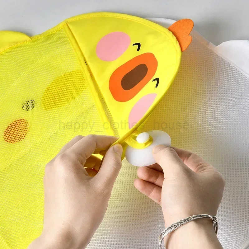 New Duck Baby Bathroom Mesh Bag Sucker Design for Bath Toys Kids Animal Shapes Cloth Sand Toys Storage Net Bag Bath ToyXJ241207