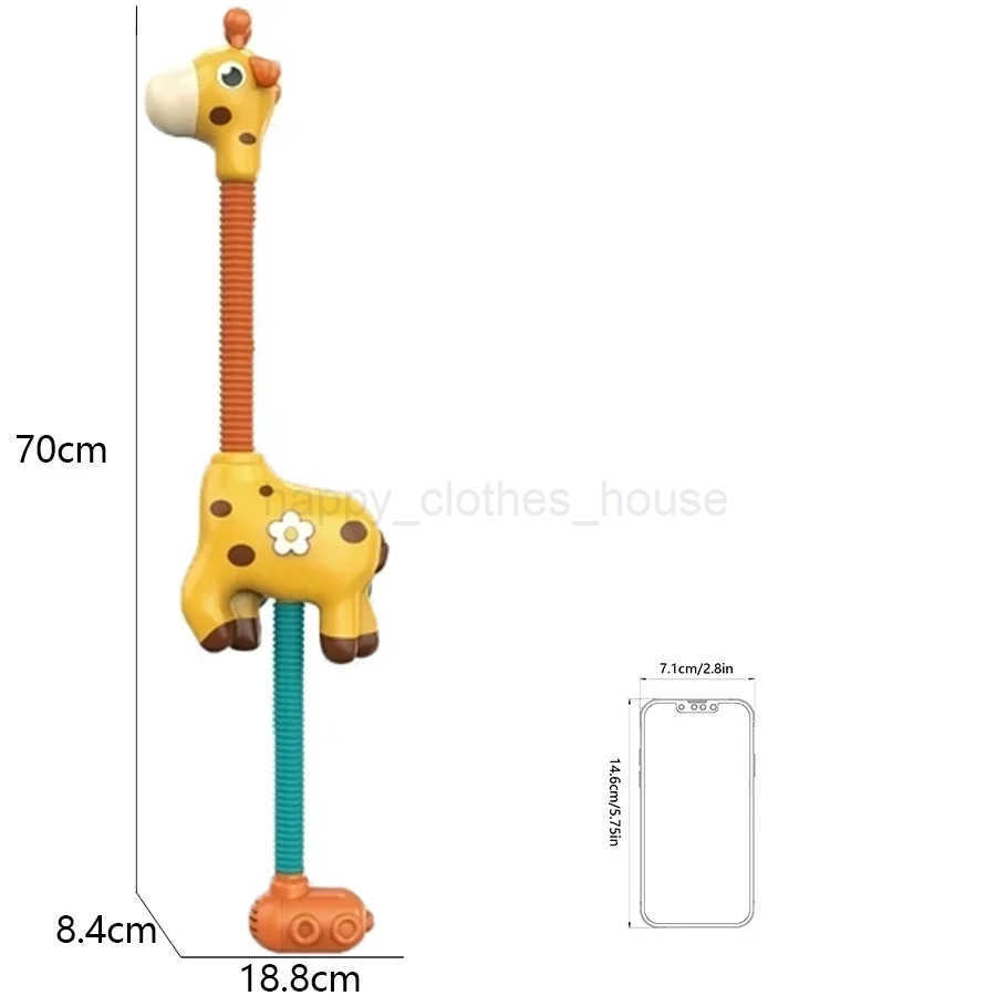 Baby Bath Shower Head Toy Cute Giraffe Baby Stackable Electric Shower Toys Bathtub Water Sprinkler Bathtub Toy For kids ToddlersXJ241207