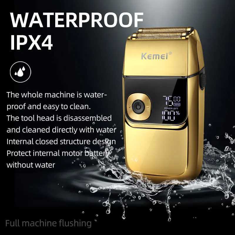 Kemei Electric Foil Shavers for Men All Metal 7500 RPM Razor Hair Trimmer 3-Speed Adjustable Waterproof Trimmer Shaving MachineXJ241207