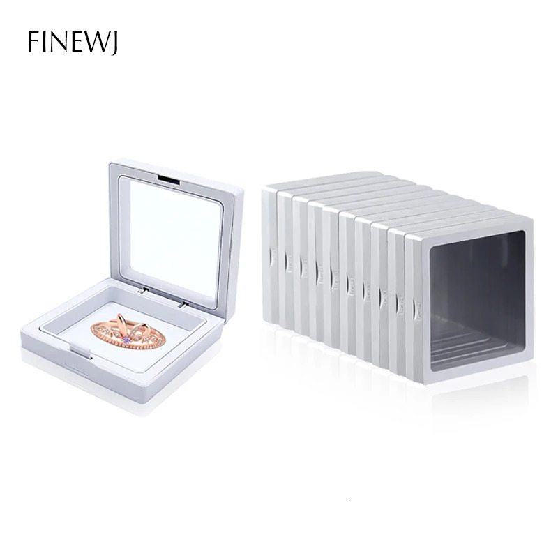 10 loose PE film display boxes rings earrings jewelry stands film boxes coin containers floating display racks 241206