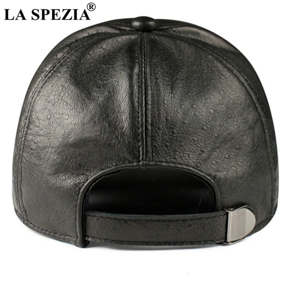 LA SPEZIA baseball cap sheepskin cap mens leather cap brown black high-quality genuine leather mens winter cap 241206