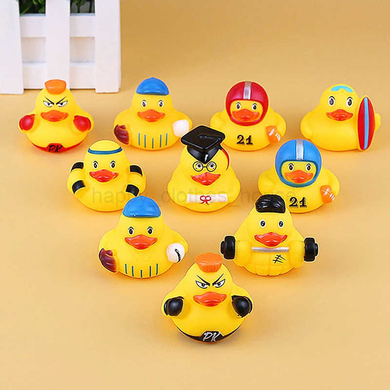 Creative Cute Sports Duck Toys Baby Bath Toys Rubber Ducks Summer Beach Pool Activi Floating Ducks Children Birthday GiftsXJ241207