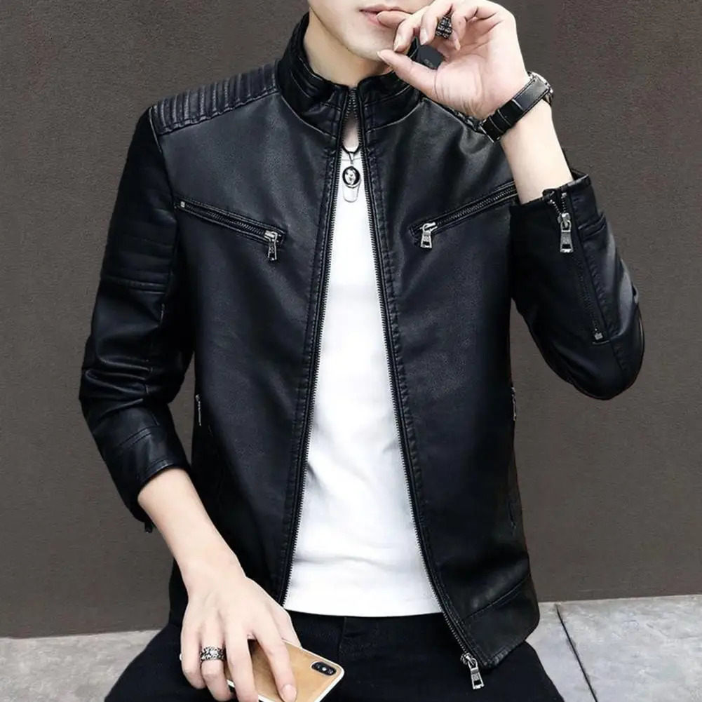 2024 Men Leather Suit Jacket Slim Fit Short Coat Fashion jacket Streetwear Casual Blazer Jackets Male Outerwear 241202