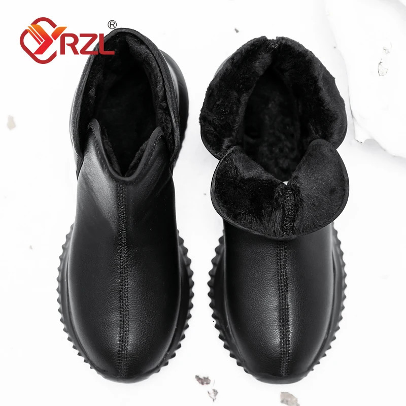 YRZL Mens Winter Black Boots Warm Plush Mens Boots Anti slip Lightweight Cotton Boots Comfortable Winter Shoes Mens Shoes 241206