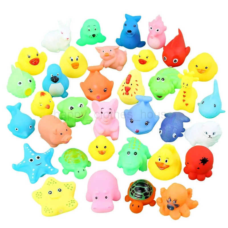 10pcs Baby Bath Toys Cute Animals Swimming Water Game Soft Rubber Float Squeeze Sound Water Shower Toys For KidsXJ241207