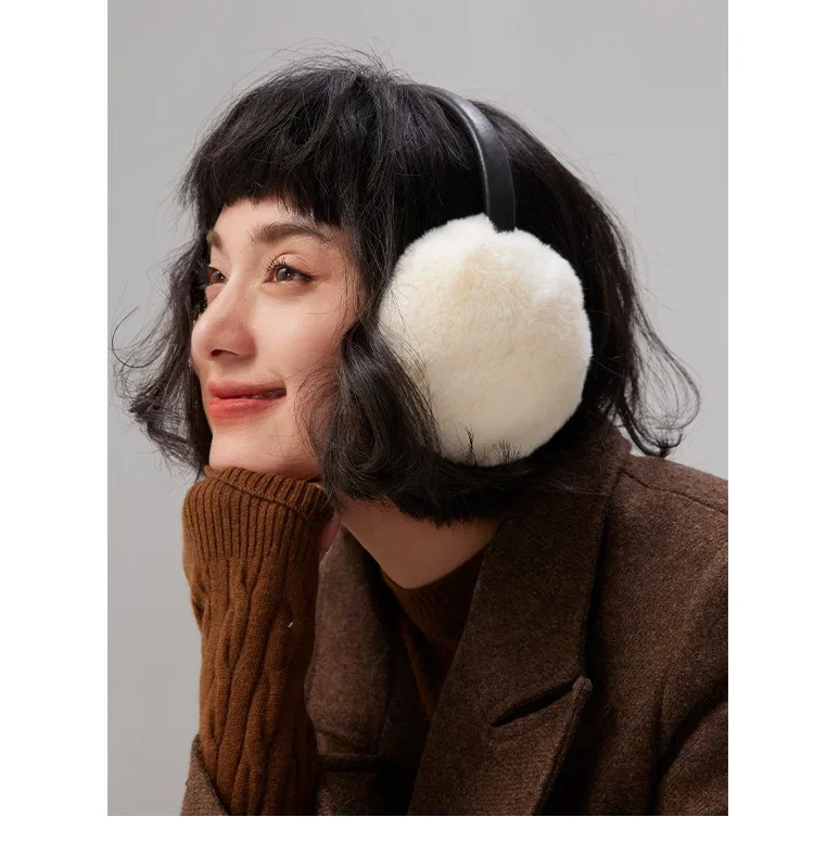 Winter womens pleated anti cold 5A level Shepherd Rex rabbit hair earrings 241205