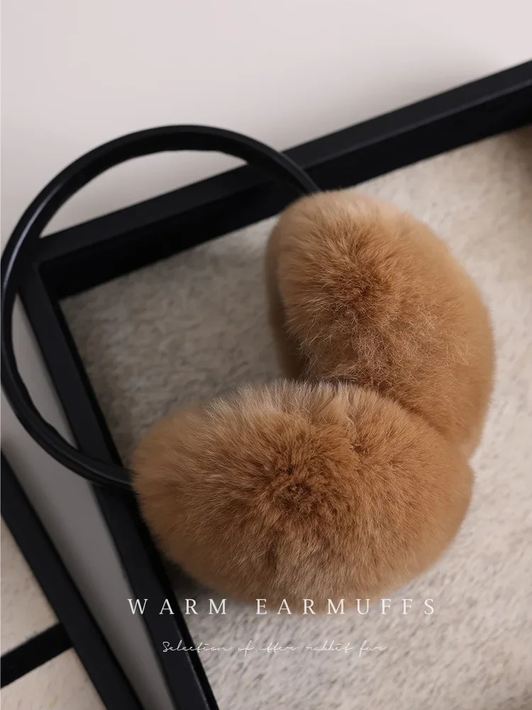 Winter womens pleated anti cold 5A level Shepherd Rex rabbit hair earrings 241205