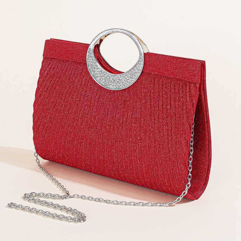 Clutch Bag New Diamond Inlaid High-end Shiny Bracelet Cocktail Dress Bag with Pleats Single Shoulder Crossbody Handbag Princess Banquet Bag 240920