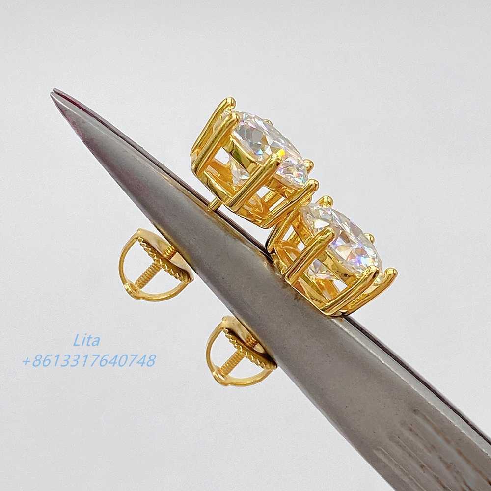 Pass diamond tester classic 6 prong 925 sterling silver moissanite screw back stud earrings