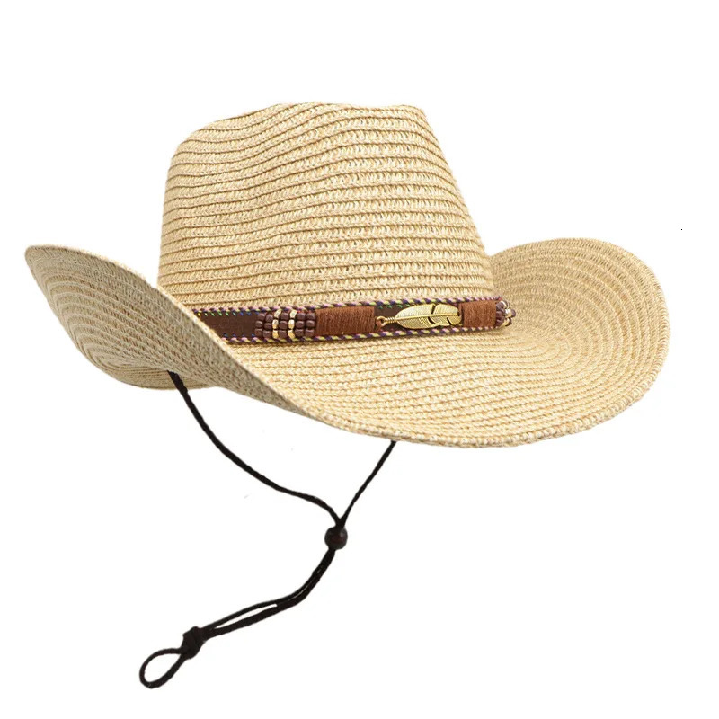 Summer Western Cowboy Hat Retro Style Sunset Cowboy Straw Hat 241206