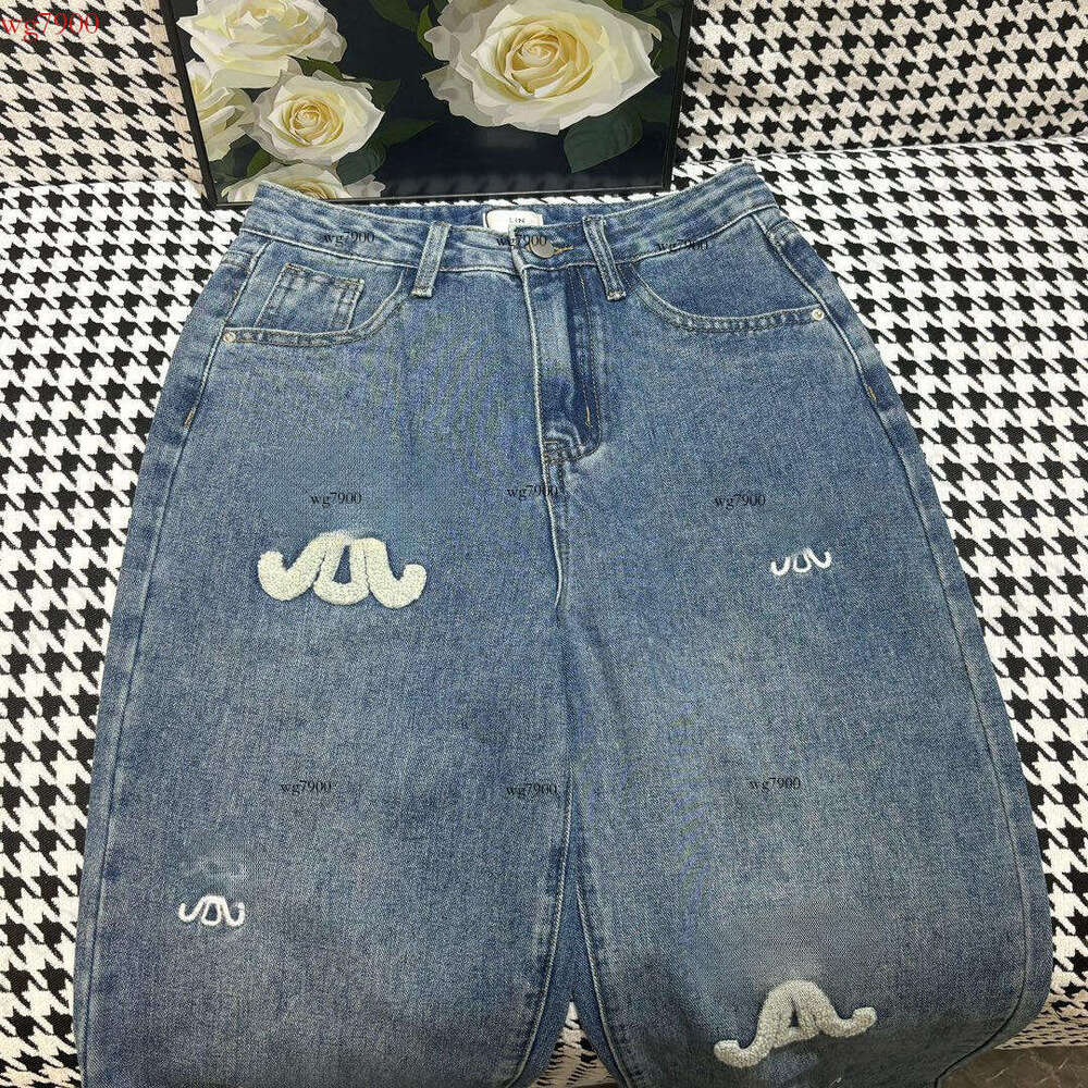 designer jeans women brand clothing womens spring trousers fashion geometry Embroidery ladies denim high-quality girl Jeans straight