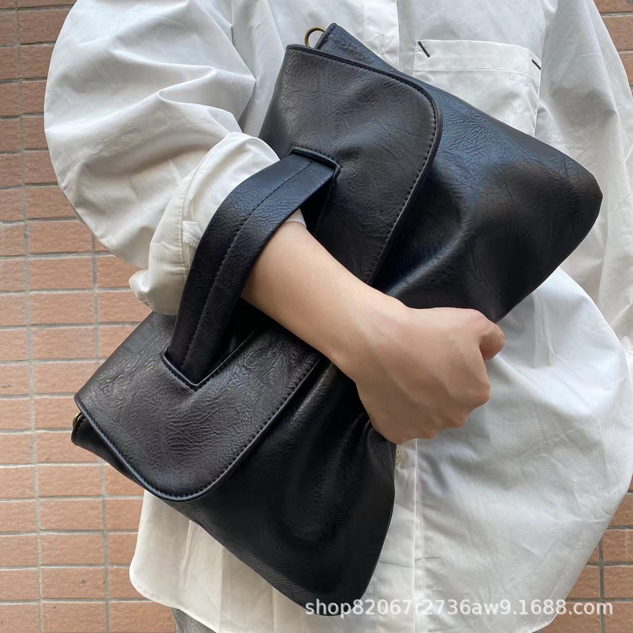 2023 New PU Crossbody Single Shoulder Strap Set Handbag Large Capacity Storage Bag Official Document