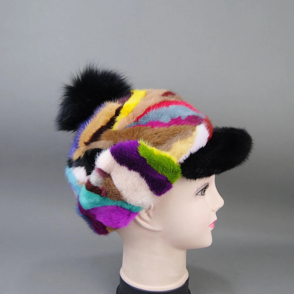 winter hat suitable for women with thick ears warmth ponytail baseball cap windproof Soviet Russian casual real mink fox fur hat 241206