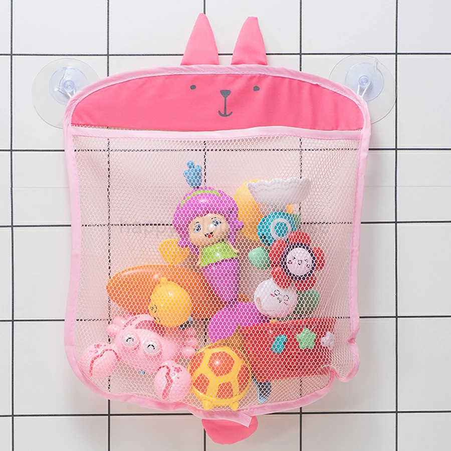 QWZ New Baby Bathroom Mesh Bag Sucker Design For Bath Toys Kids Basket Animal Shapes Cloth Sand Toys Storage Net BagXJ241207