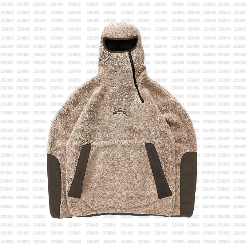 Haruku style fashionable loose jackets with lamb wool hoodies women splicing zipper sweatshirts trendy couples jacket clothes 241203