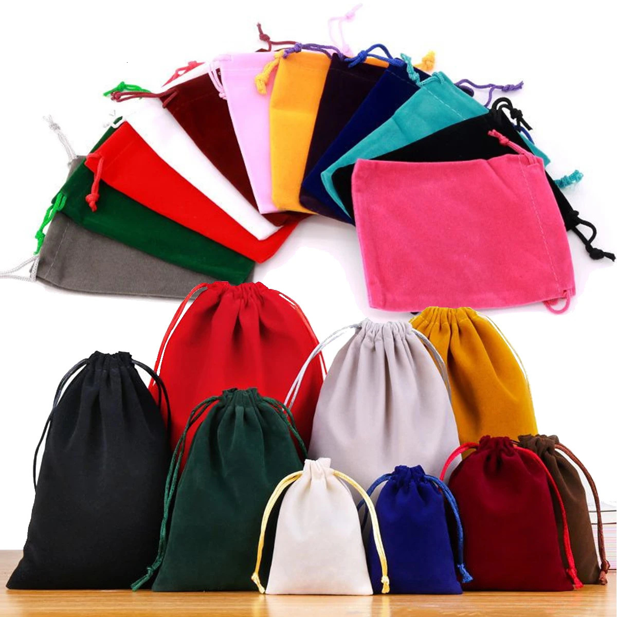 Multi colored velvet jewelry display bag with drawstring velvet bag for amulets jewelry packaging bags wedding/Christmas gift bags 241206