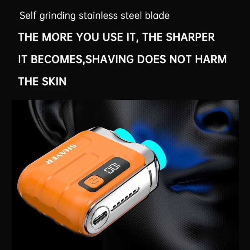 MINI Travel Electric Shaver For Men Double Floating Magnetic Blade Head Portable Beard Knife Rechargeable Rotary Electric RazorXJ241207