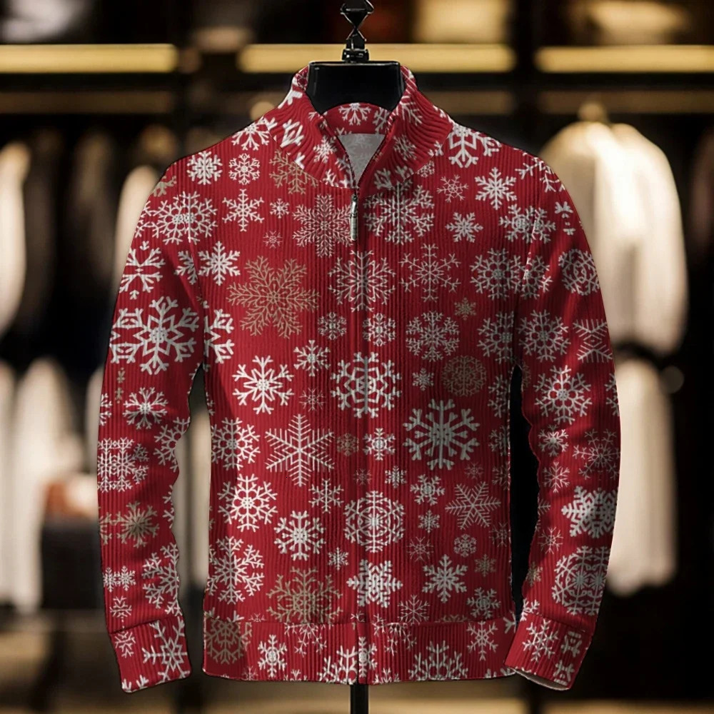 Mens 3D printed Christmas sweaters casual loose jackets holiday cardigans fashionable Merry mens clothing 241206