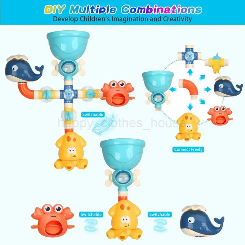 Baby Bath Toys Bathtub DIY Pipes Tubes Bath Time Water Game Spray Swimming Bathroom Toys for Toddlers Kids Gifts Birthday GiftXJ241207
