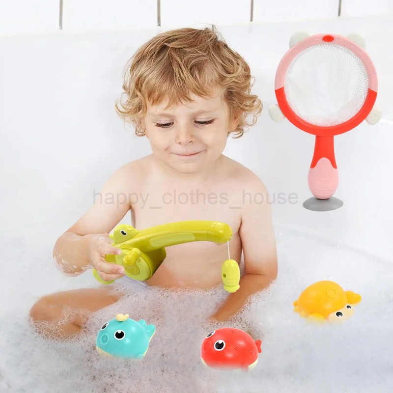 Magnetic LED Light Up Fishing Games Baby Bath Toys Set with Fishing Rod Toddler Bathtub Floating Water Toys for Kids GiftXJ241207