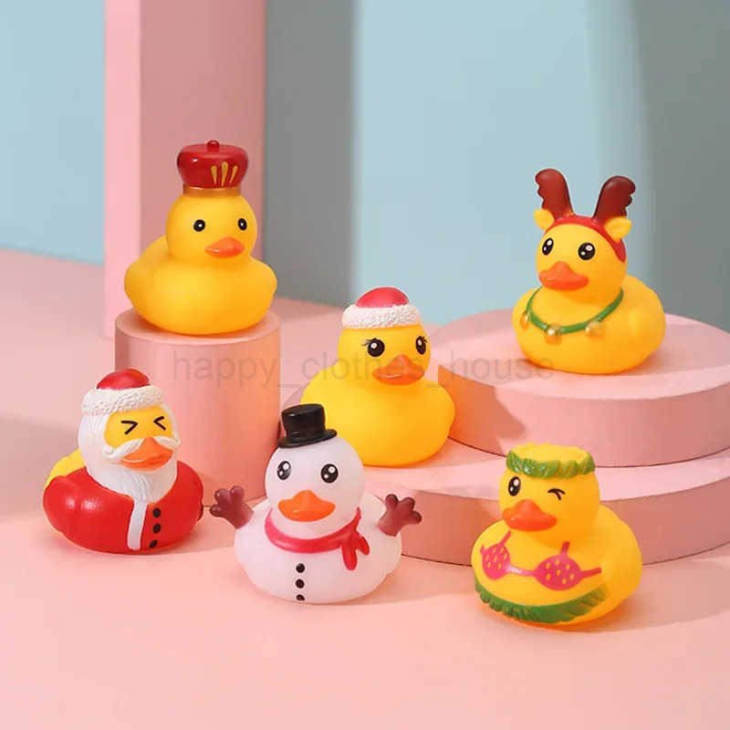 Baby Bath Toys Cute Little Yellow Duck with Squeeze Sound Floating Duck Bath Toys Soft Rubber Float Duck Water Toy Gift for KidsXJ241207