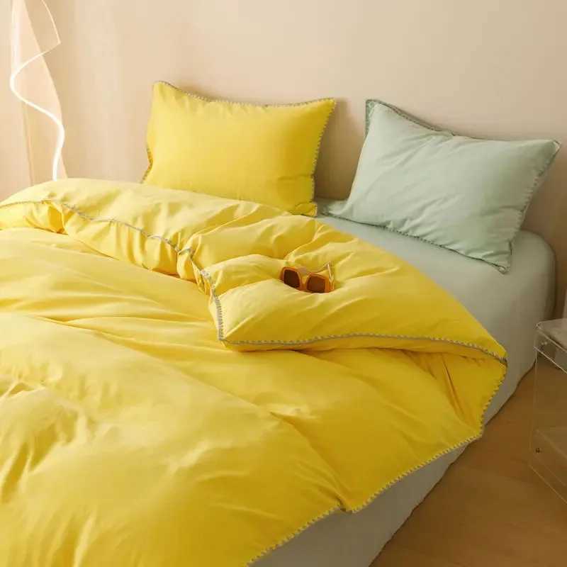 Ins Nordic Duvet Cover Set Quilt Set Korean Style Striped Bed Sheet Set For Girls Bedding Set For BedroomC250122