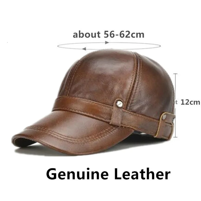 SILOQIN Cap genuine leather cap mens denim baseball cap adjustable size mens leather cap 2024 ear cap 241206