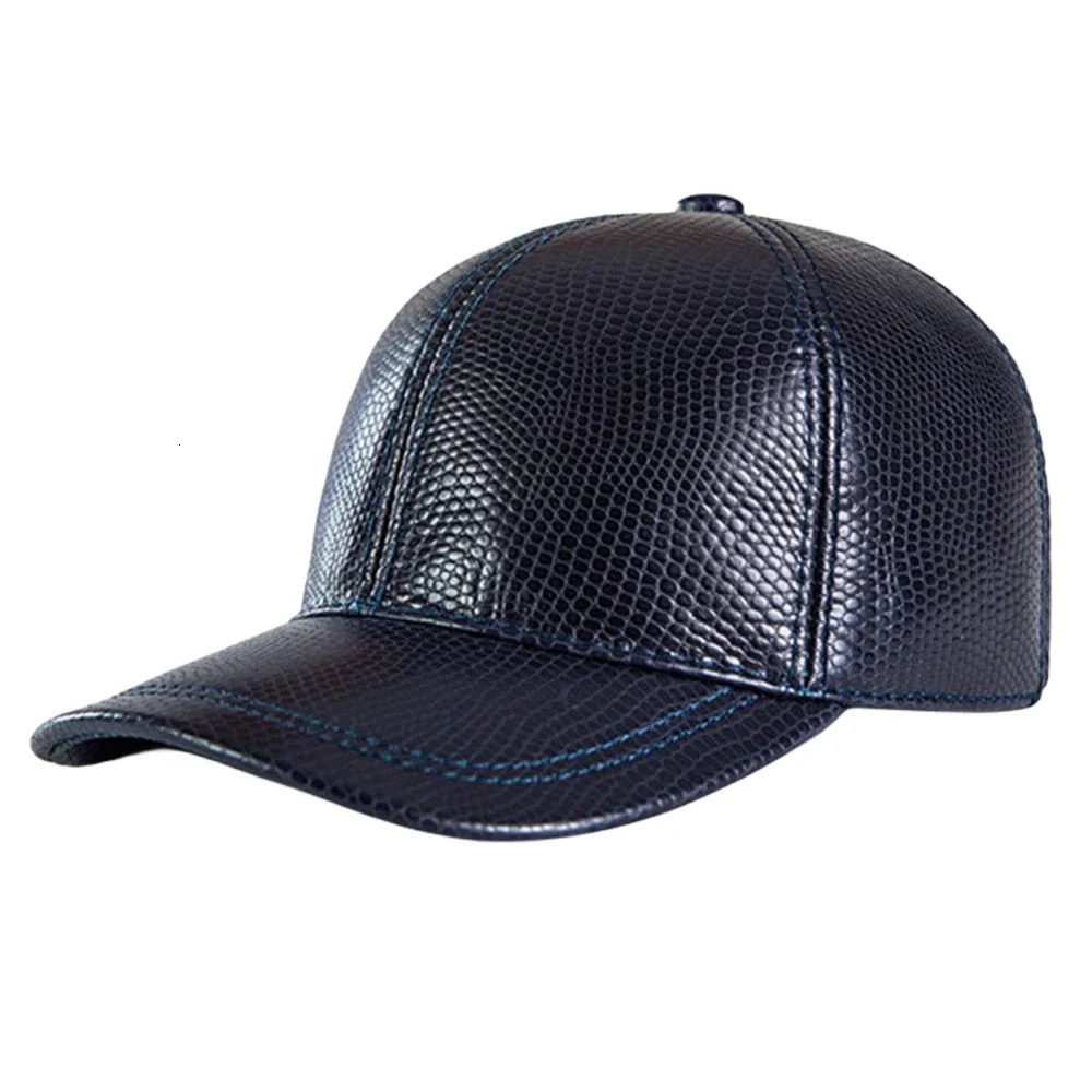 LA SPEZIA Winter Hat Mens Real Leather Baseball Hat Mens Cowboy Leather Adjustable Dad Hat Mens Burgundy Black Brown Coffee Blue 241206