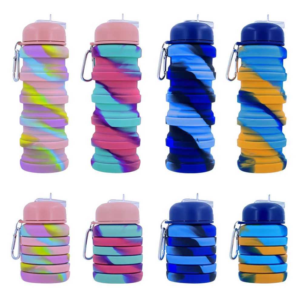 500ml Water Portable and Scalable Silicone Bottle Outdoor Travel Camp Beverage with Buckle Foldable Cup Z260202