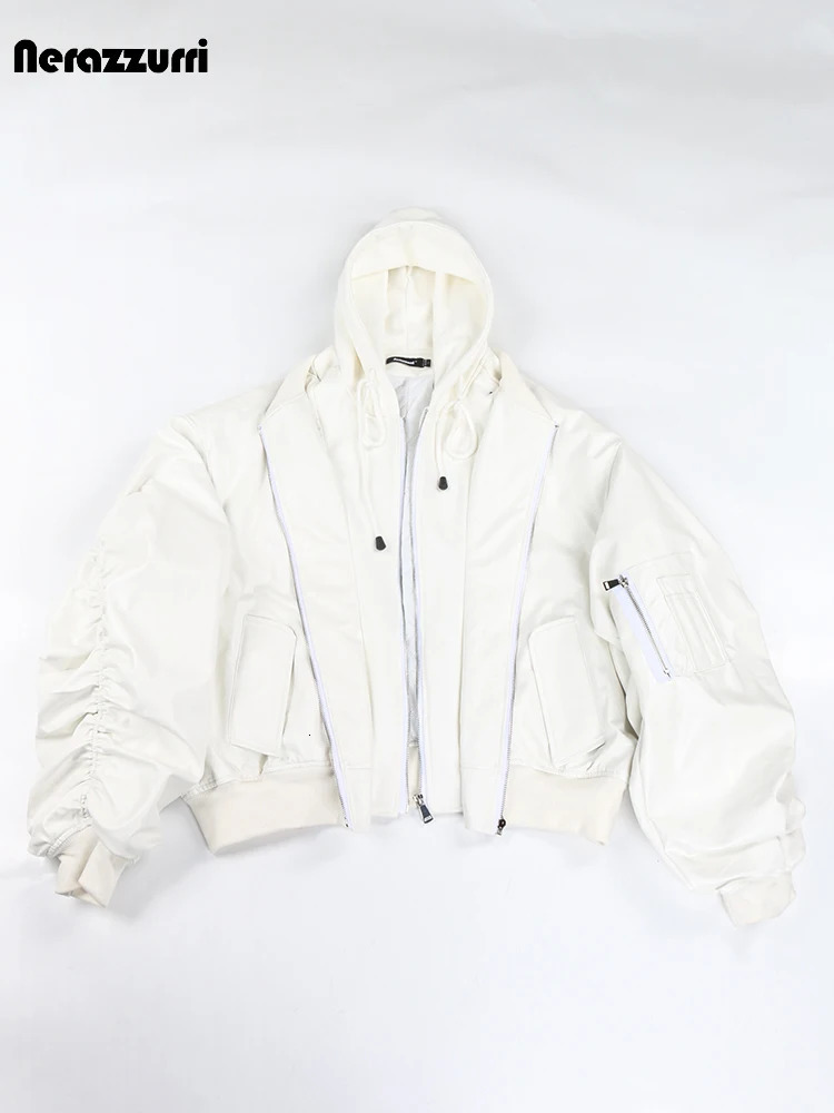 Blue and Black Legion Autumn cool and handsome oversized brown thick leather jacket mens hood 2 pieces of European clothing 241205