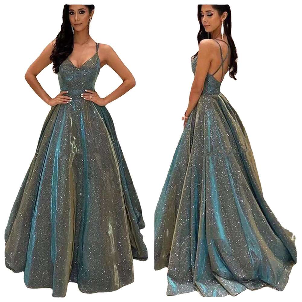 European and American strapless shiny long style A-e slimming evening dress 2024 new casual versatile fashion clothing
