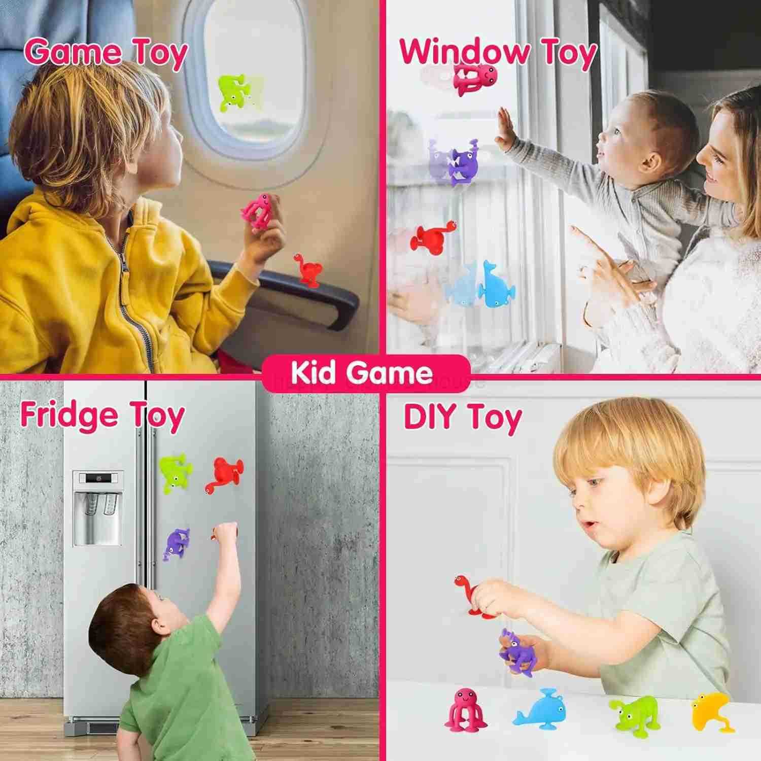 Baby Sucker Bath Toys for Kids Boys Girls Animal Shaped Suction Toys Parent-Child Interactive Game Window Travel Building BlocksXJ241207