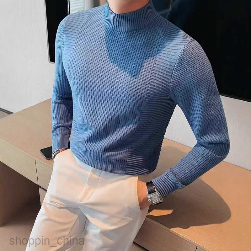 Men's Sweaters Half high neck sweater for men spring and autumn fashion mens clothing 2024 new item high-end autumn and winter mid neck knitted b