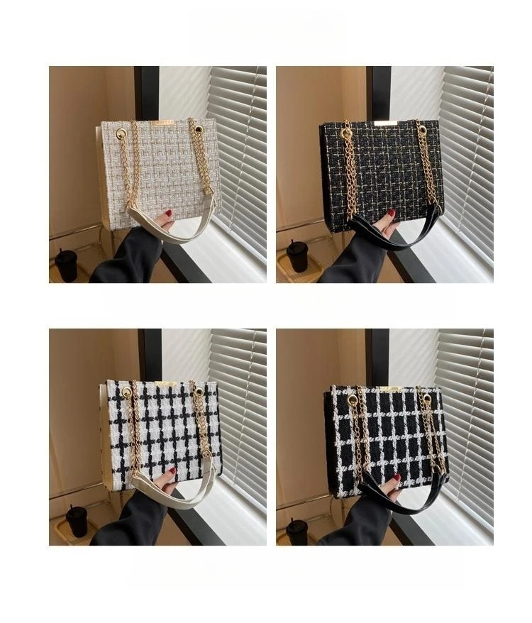 striped small perfume handbag with chain shoulder bag Vintage handbag Womens large capacity cross body bag 241205